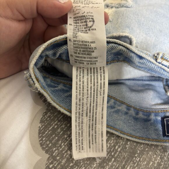 Abercrombie & Fitch a&f Annie High Rise Denim Shorts 26/2 Cuffed Light Wash - Picture 5 of 9